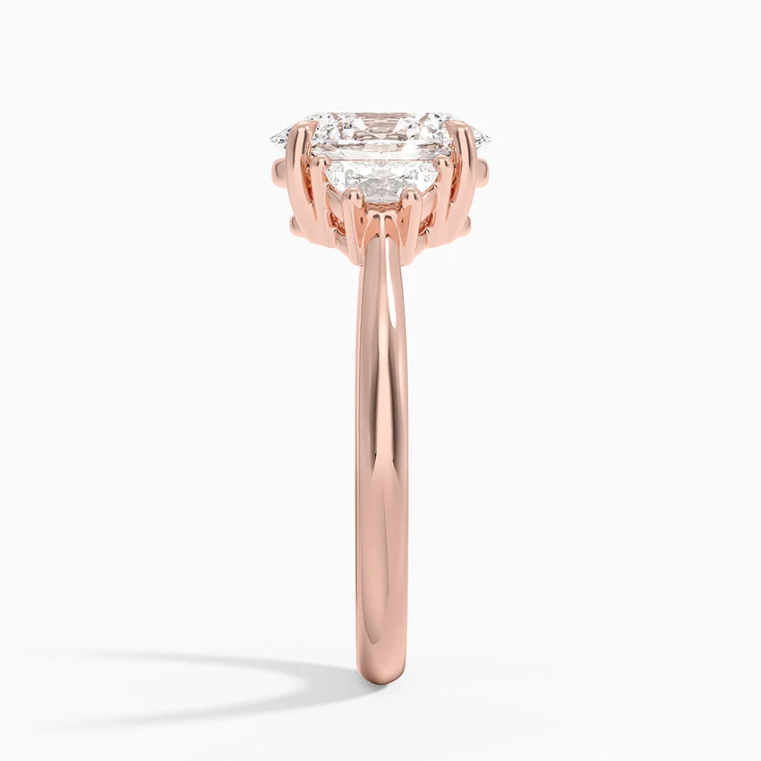 Oval Cut Three Stone Diamond Engagement Ring, Classic Trilogy Ring, Minimal Prong Setting