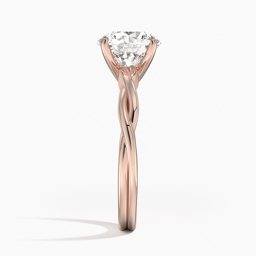 Twisted Band Round Cut Moissanite Engagement Ring, Solitaire Diamond Ring, Unique Infinity Shank Ring