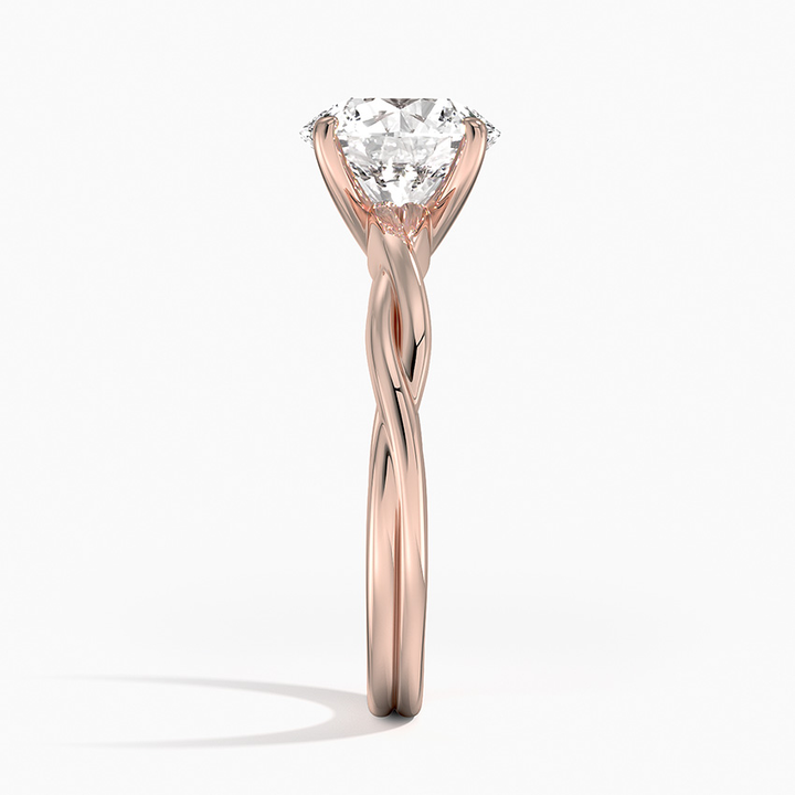 Twisted Band Round Cut Moissanite Engagement Ring, Solitaire Diamond Ring, Unique Infinity Shank Ring