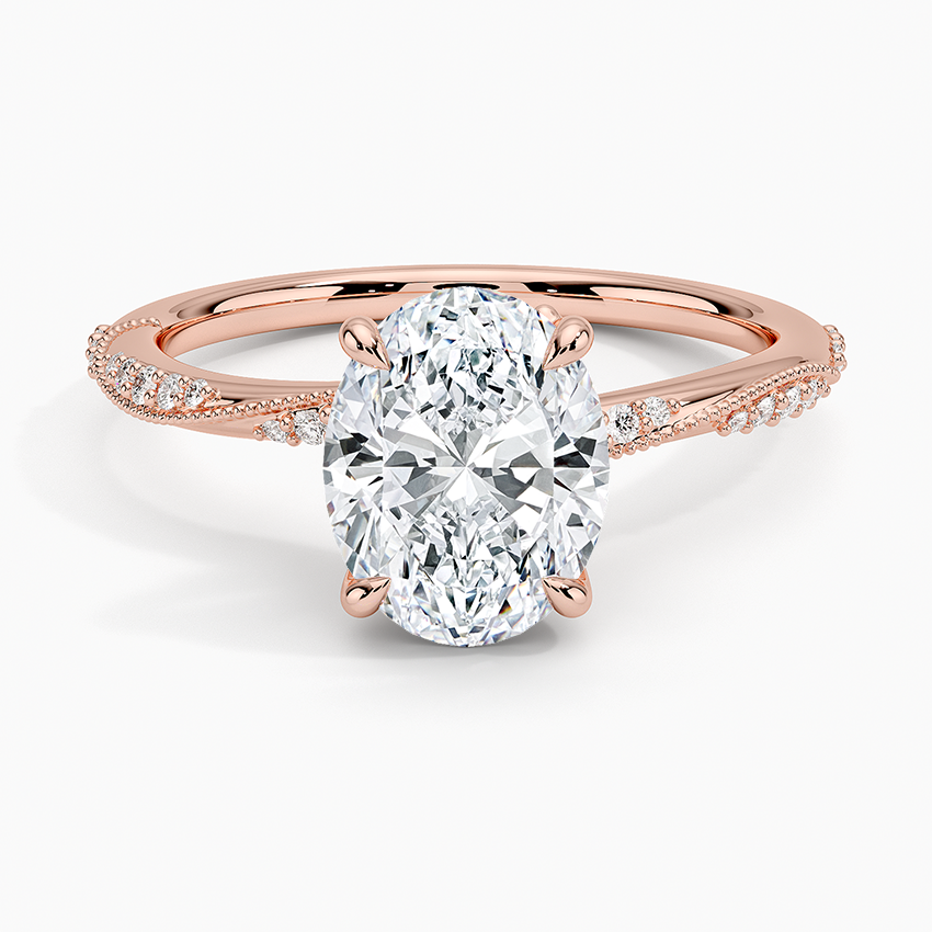 Oval Cut Diamond Engagement Ring, Twisted Band Ring,Unique Solitaire Promise Ring