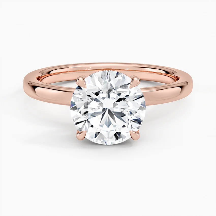 Classic Round Solitaire Diamond Engagement Ring, 4 Prong Setting, Anniversary Gift