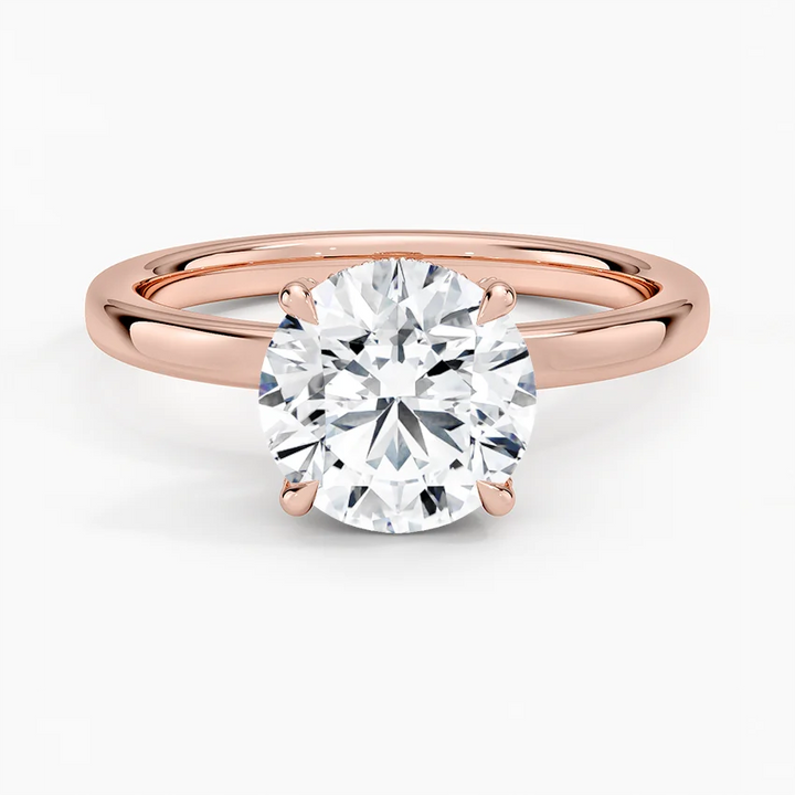 Classic Round Solitaire Diamond Engagement Ring, 4 Prong Setting, Anniversary Gift