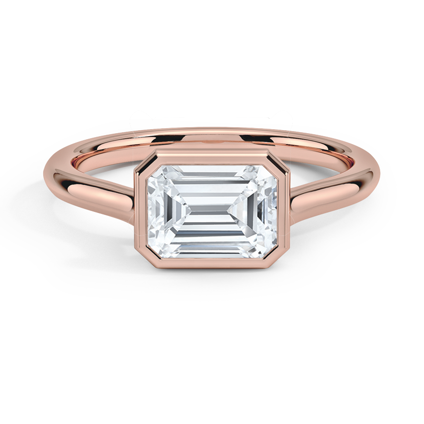 Emerald Cut Diamond Bezel Engagement Ring, Minimalist Solitaire Ring, Modern Promise Ring