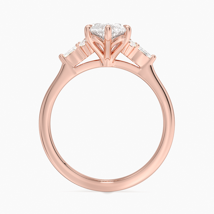 Marquise Cut Moissanite Engagement Ring, Hidden Cluster Diamond Ring, Minimalist Promise Ring