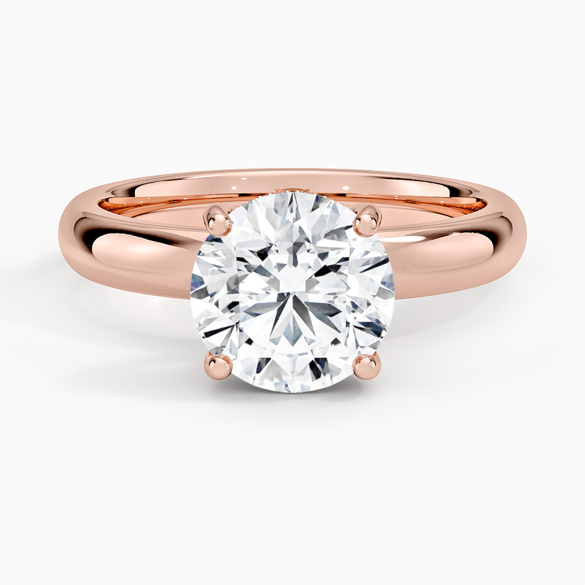 Round Cut Solitaire Diamond Engagement Ring, Classic 4 Prong Setting, Promise Ring for Women