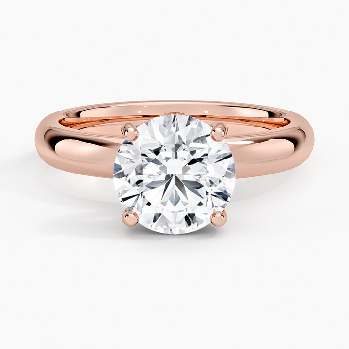 Round Cut Solitaire Diamond Engagement Ring, Classic 4 Prong Setting, Promise Ring for Women