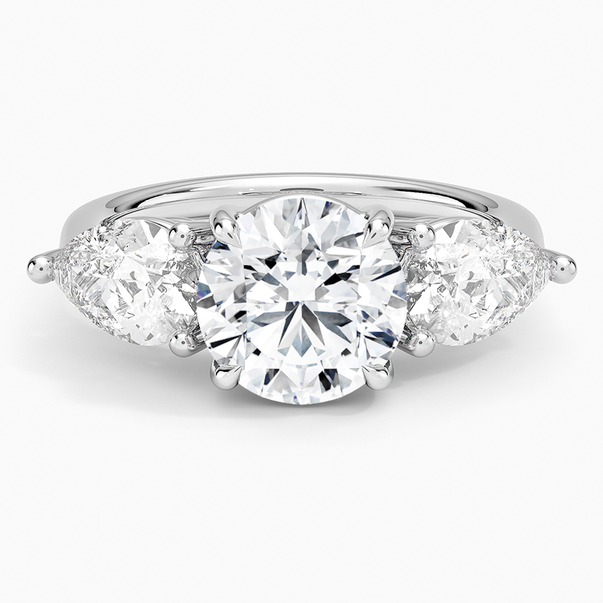 Three Stone Diamond Engagement Ring, Solid Gold Promise Ring, Three Stone Diamond Engagement Ring,