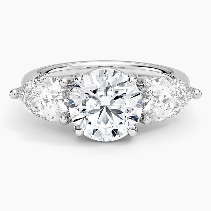 Three Stone Diamond Engagement Ring, Solid Gold Promise Ring, Three Stone Diamond Engagement Ring,