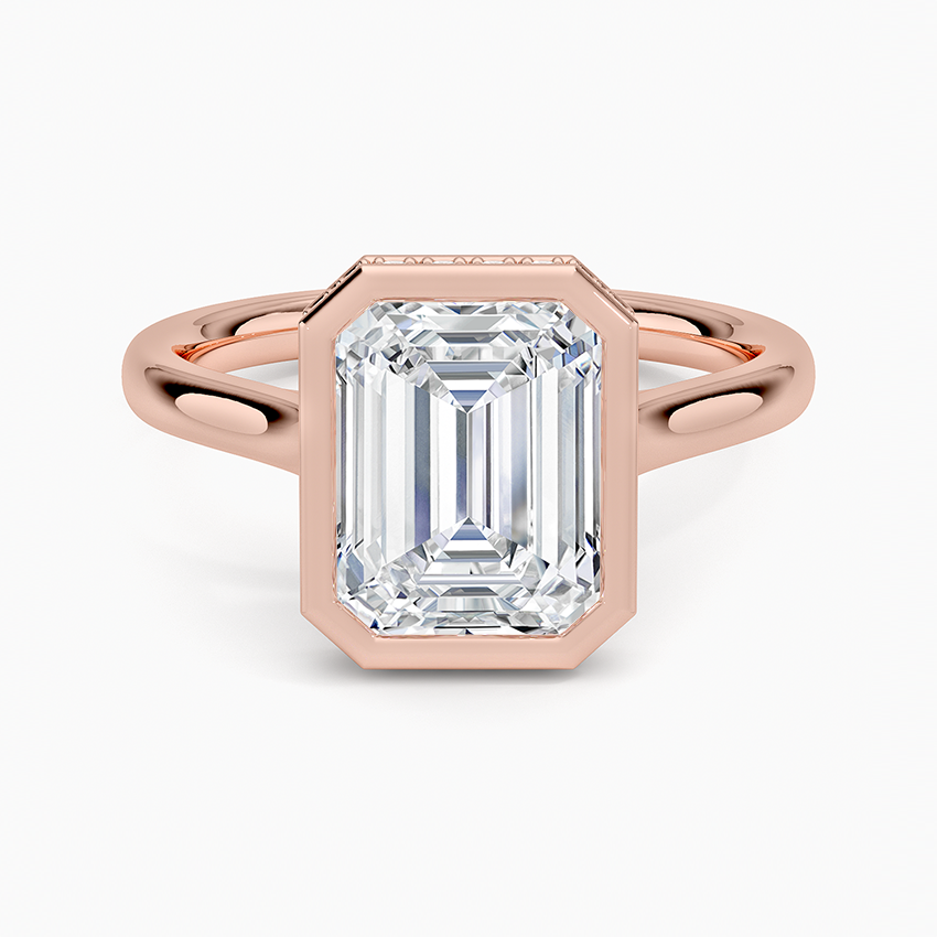 Emerald Cut Diamond Bezel Ring, Minimalist Engagement Ring, Modern Bridal Jewelry