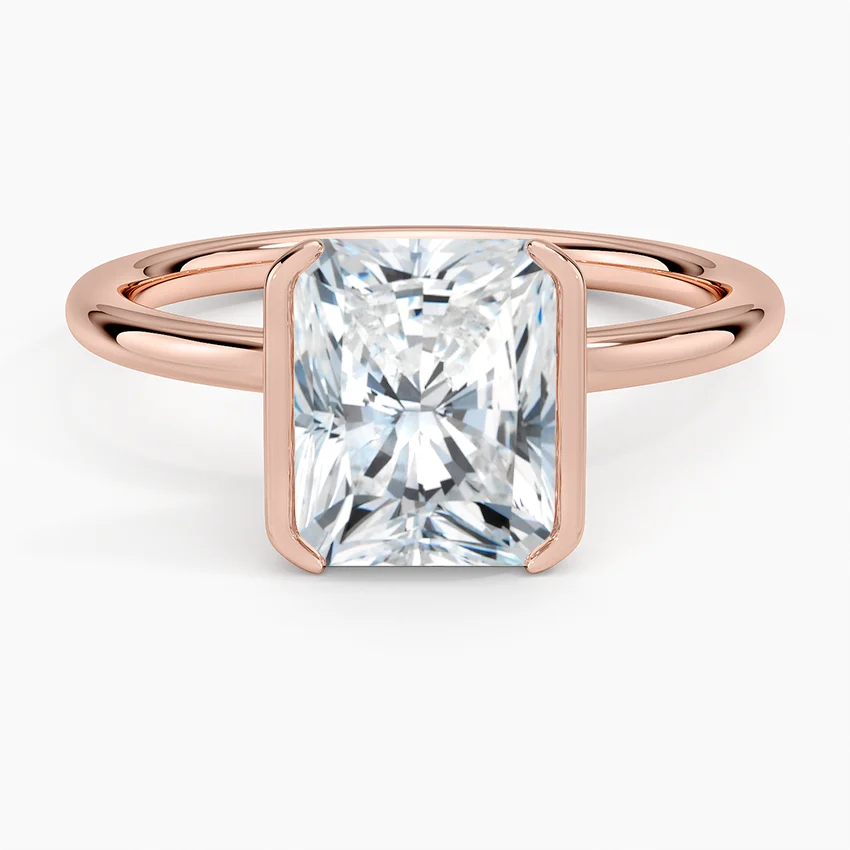 Radiant Cut Bezel Set Diamond Ring, Minimalist Solitaire Engagement Ring
