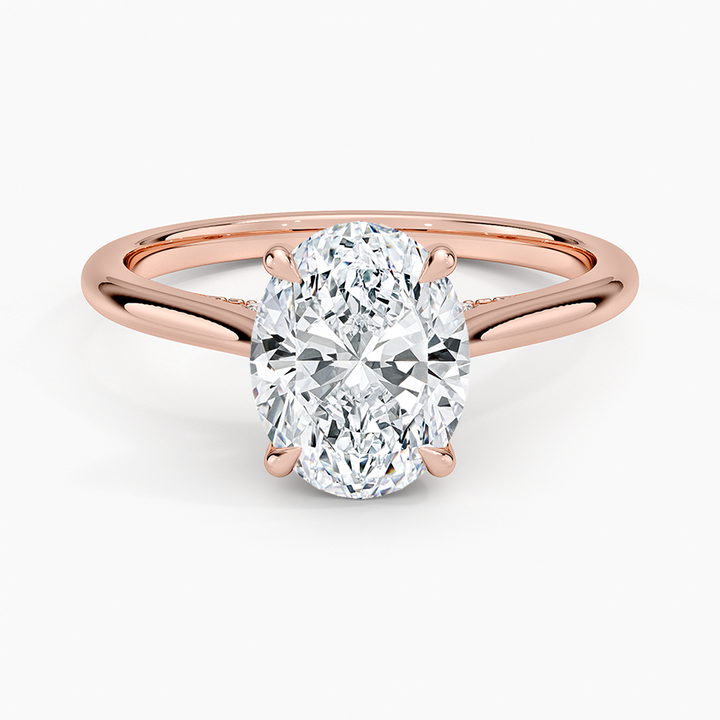 Oval Cut Diamond Engagement Ring, Solitaire Oval Ring, 4 Prong Minimalist Ring