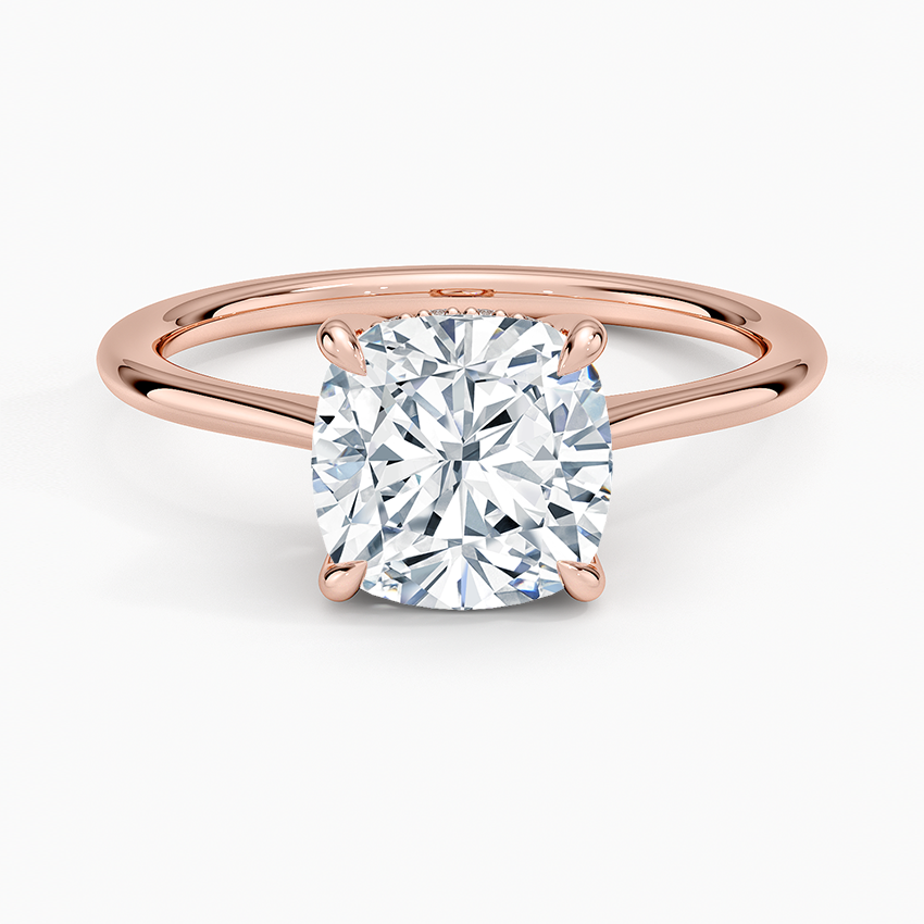 Round Cut Solitaire Diamond Engagement Ring, 4 Prong Minimalist Ring, Classic Gold Proposal Ring
