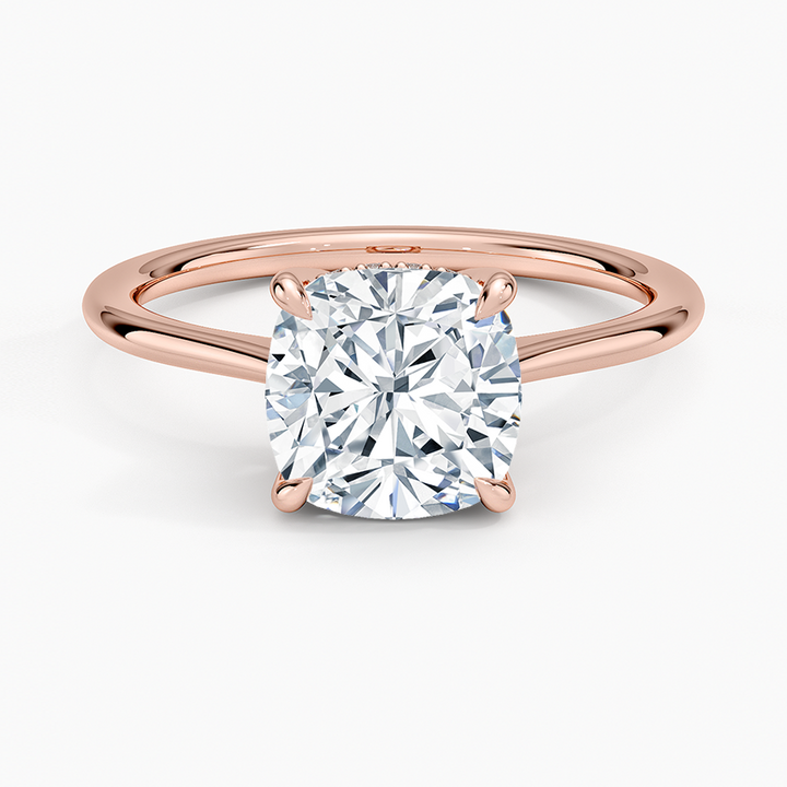 Round Cut Solitaire Diamond Engagement Ring, 4 Prong Minimalist Ring, Classic Gold Proposal Ring