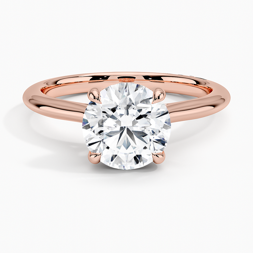 Round Brilliant Cut Solitaire Diamond Engagement Ring, 4 Prong Classic Setting, Minimalist Wedding Ring