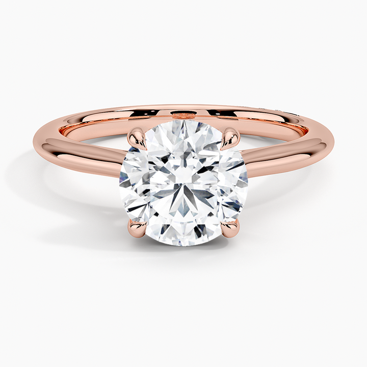 Round Brilliant Cut Solitaire Diamond Engagement Ring, 4 Prong Classic Setting, Minimalist Wedding Ring (Copy)