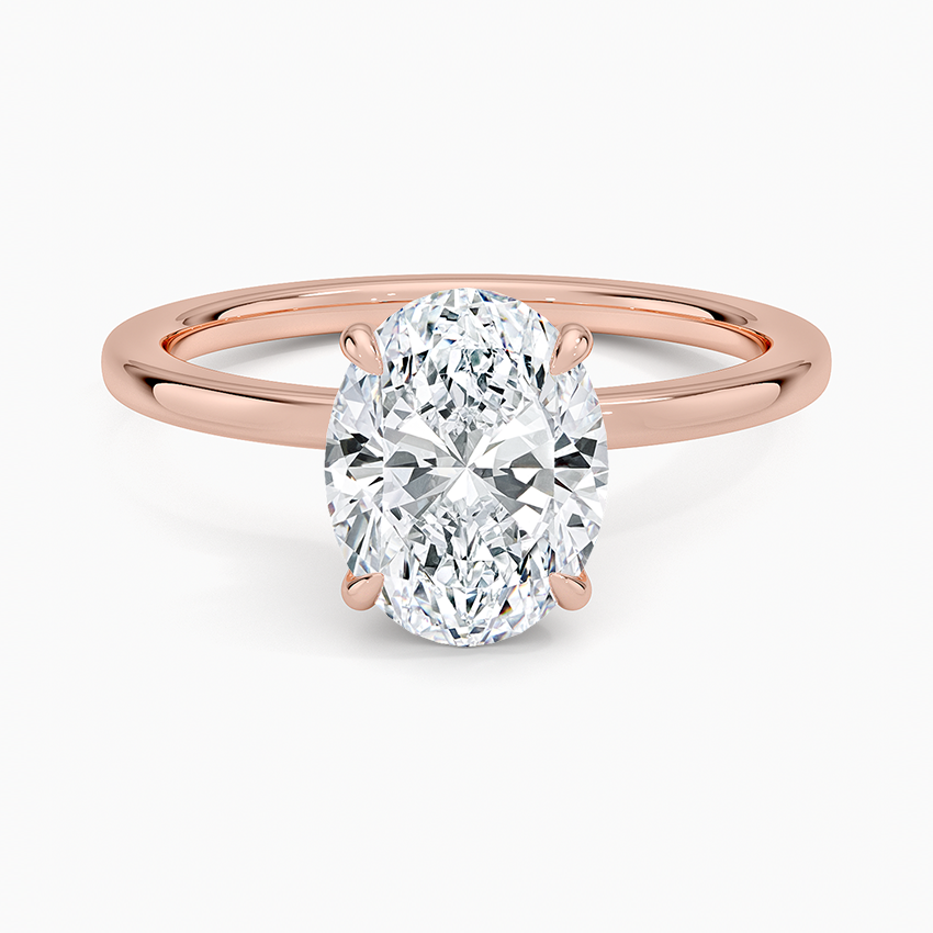 Oval Cut Diamond Solitaire Engagement Ring, 4 Prong Minimalist Ring, Classic Bridal Ring