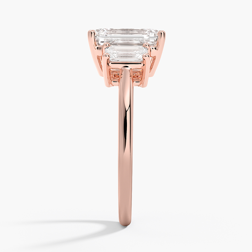 Emerald Cut Diamond Three Stone Engagement Ring, 3 Stone Emerald Cut Ring, Minimalist Luxury Bridal Ring