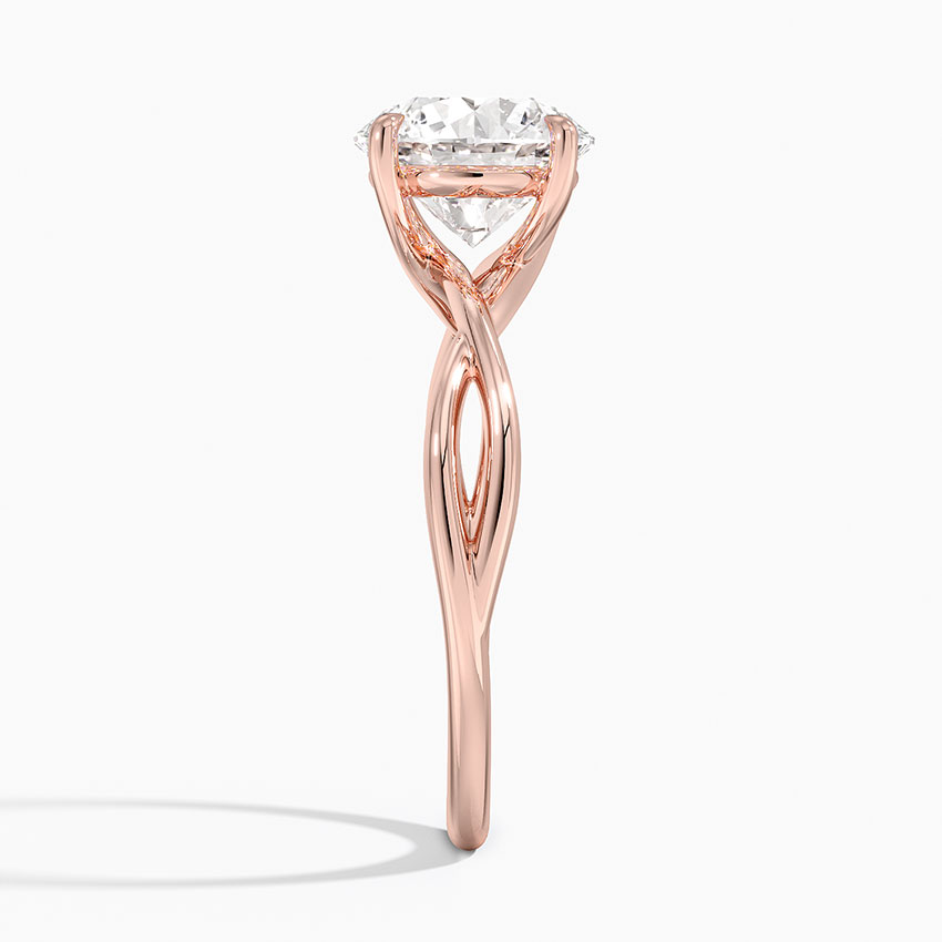 Twisted Solitaire Engagement Ring, Round Cut Moissanite Ring, Unique Infinity Twist Band Ring