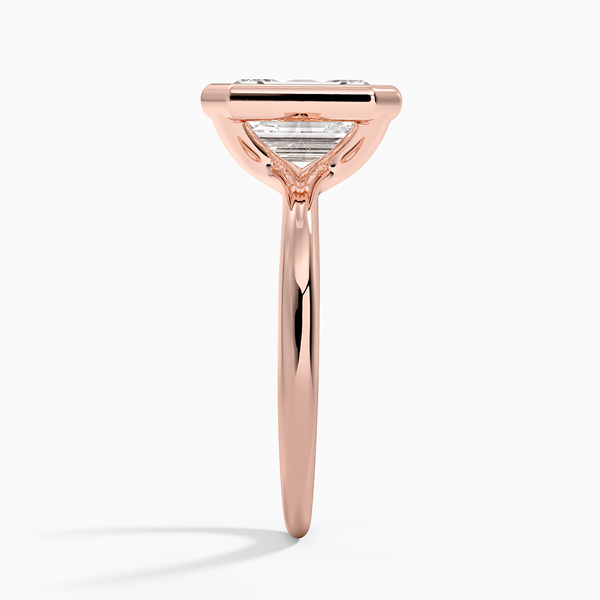 Emerald Cut Diamond Engagement Ring, Bezel Set Solitaire Ring, Minimalist Modern Bridal Ring