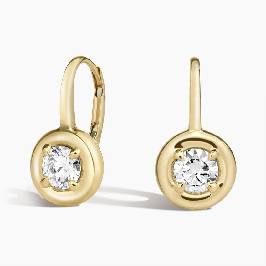 Minimalist Bezel Set Diamond Drop Earrings, Dainty Everyday Solitaire Earrings