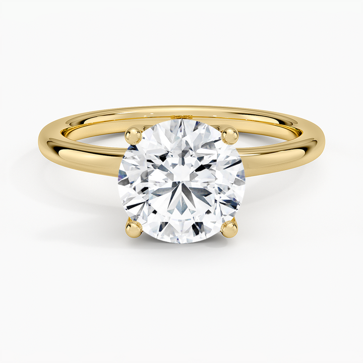 Classic Round Cut Solitaire Engagement Ring, 4 Prong Minimalist Diamond Ring, Timeless Proposal Ring