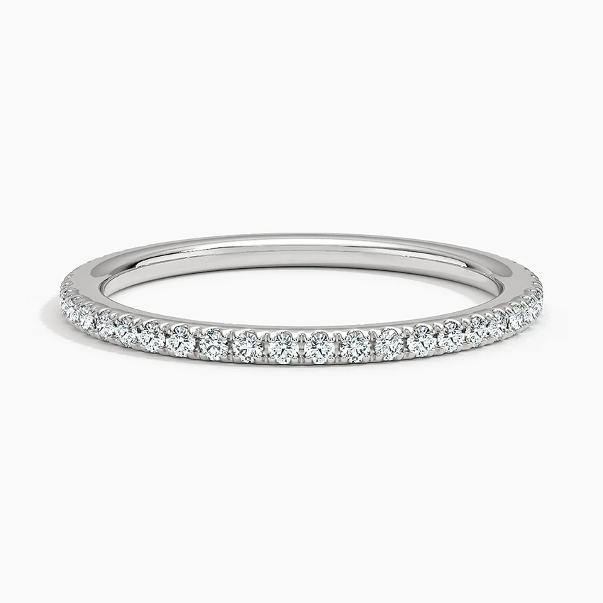 Minimalist Diamond Wedding Band, Half Eternity Ring, Dainty Diamond Band