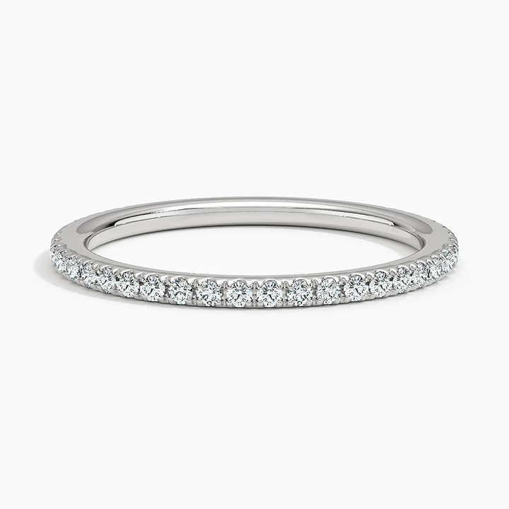 Minimalist Diamond Wedding Band, Half Eternity Ring, Dainty Diamond Band