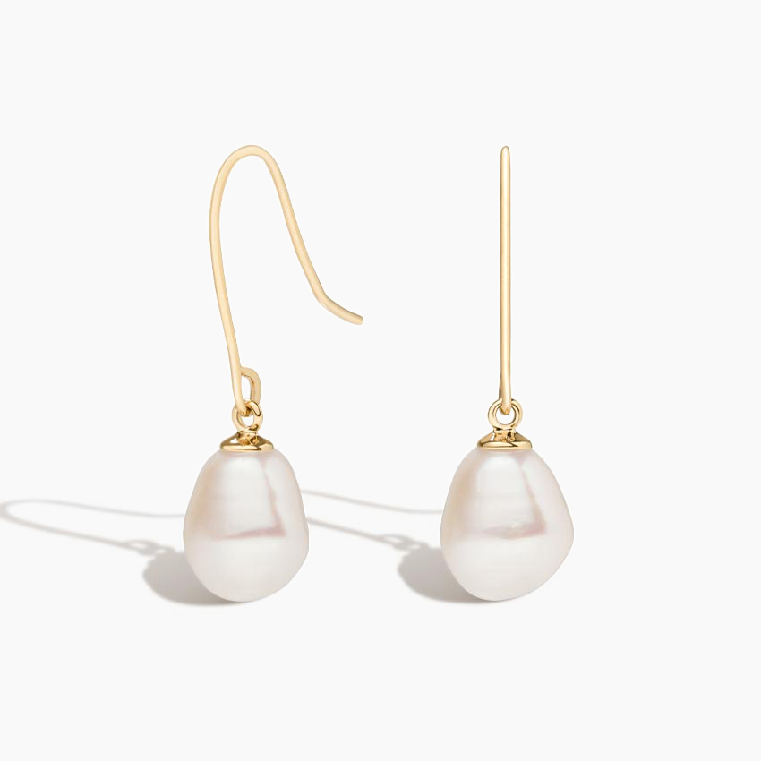 Minimalist Baroque Pearl Drop Hook Earrings