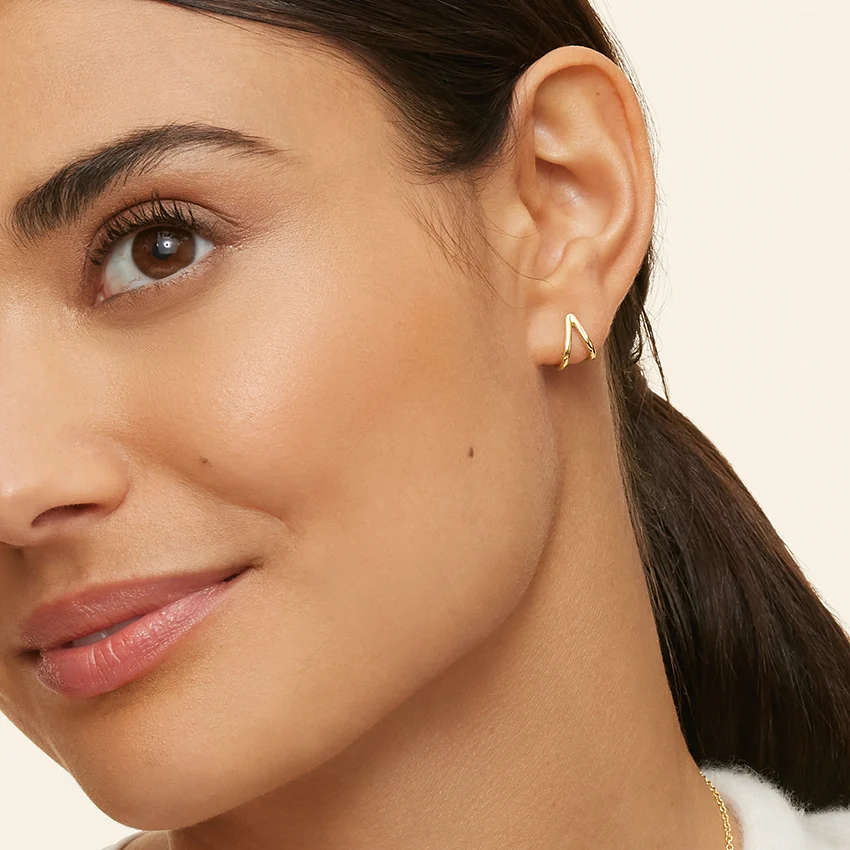 Minimalist Gold Open Hoop Stud Earrings