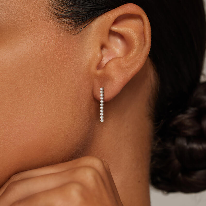 Diamond Line Drop Earrings