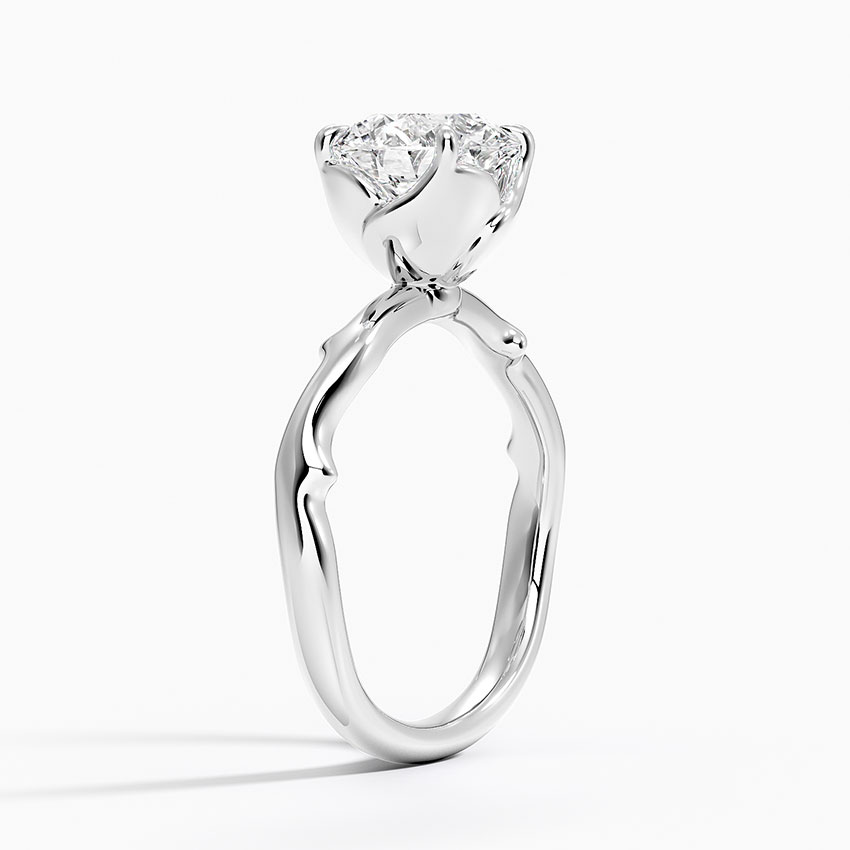 Twisted Vine Solitaire Diamond Engagement Ring, Round Cut Moissanite Ring, Unique Nature Inspired Gold Ring