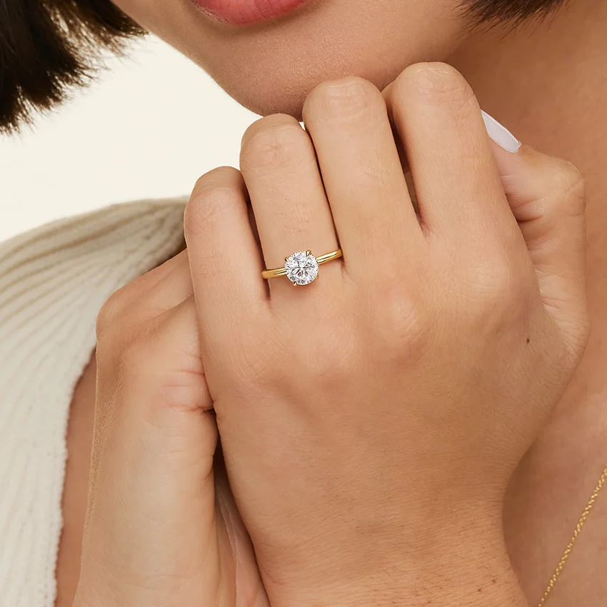 Oval Cut Diamond Solitaire Engagement Ring, 4 Prong Oval Diamond Ring, Minimalist Bridal Ring