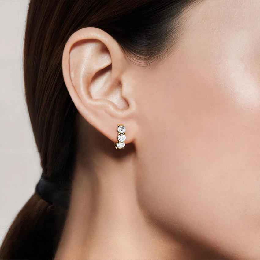 Diamond Trio Huggie Earrings
