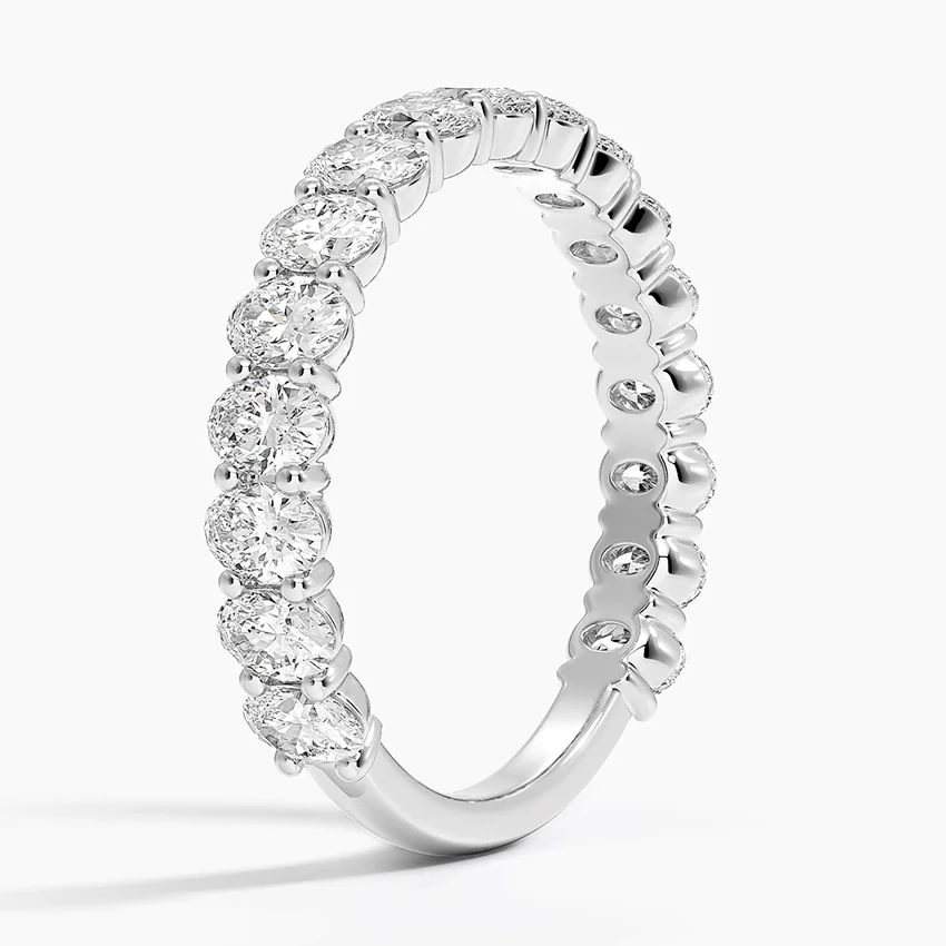 Oval Cut Diamond Eternity Band Ring, Full Eternity Wedding Band, Stackable Diamond Ring
