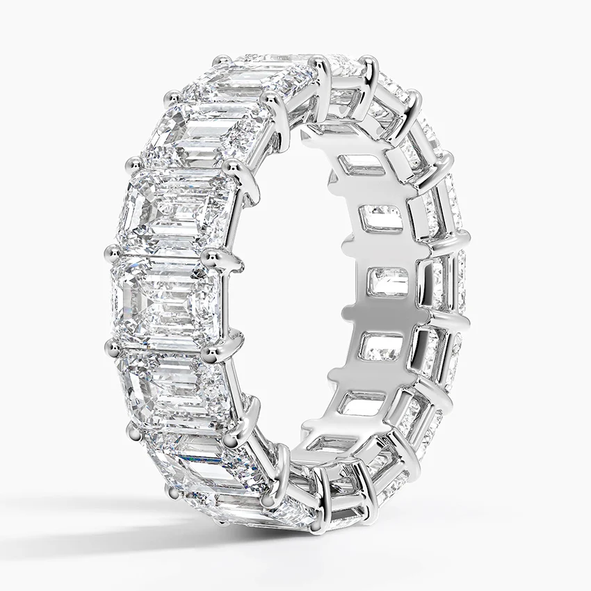 Emerald Cut Diamond Eternity Band Ring, Full Eternity Wedding Band, Baguette Diamond Ring