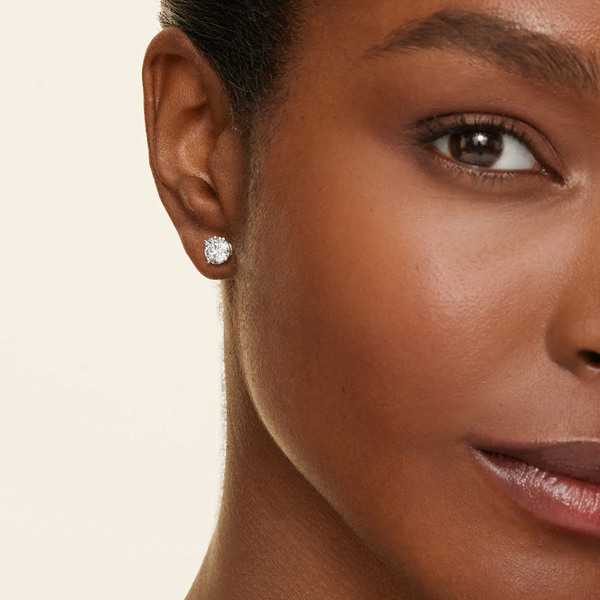 Classic Round Cut Diamond Stud Earrings, Minimalist Everyday Diamond Earrings