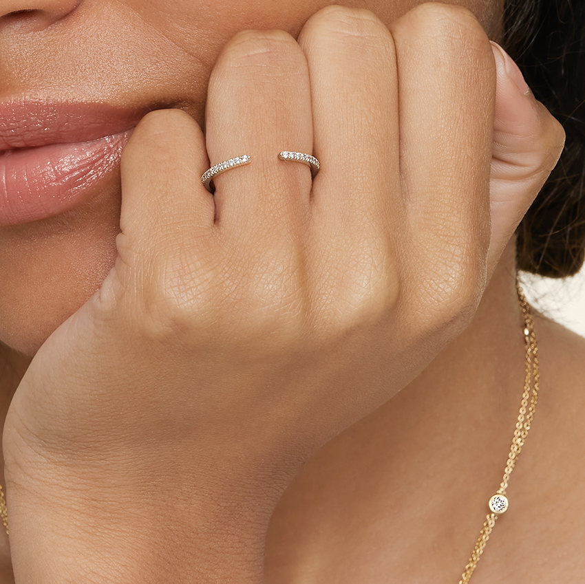 Open Diamond Bangle Bracelet, Minimalist Cuff Bracelet, Gold Diamond Bangle