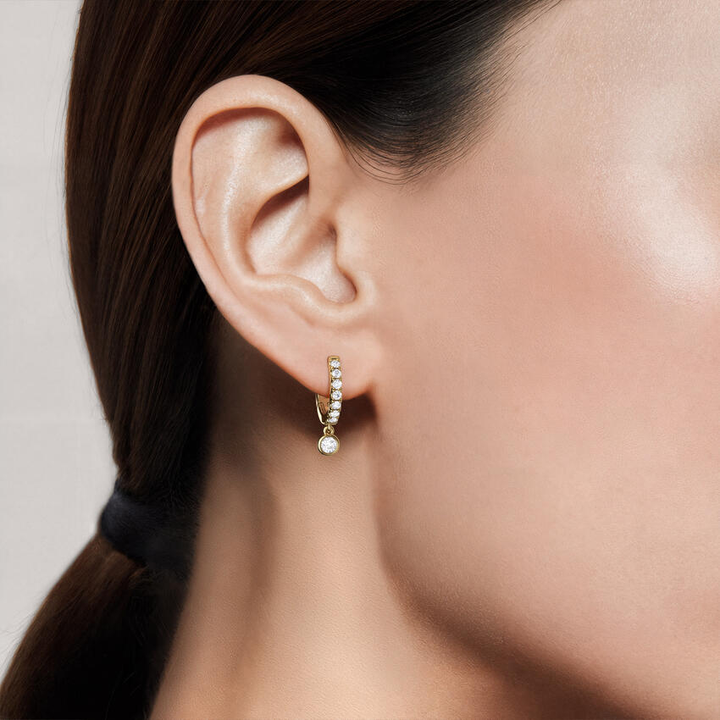 Minimalist Dangle Diamond Earrings, Everyday Luxury Hoops