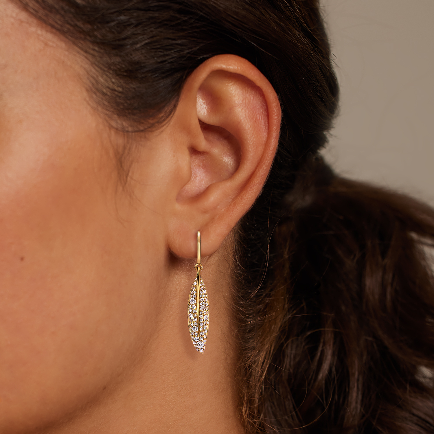 Diamond Marquise Drop Huggie Earrings