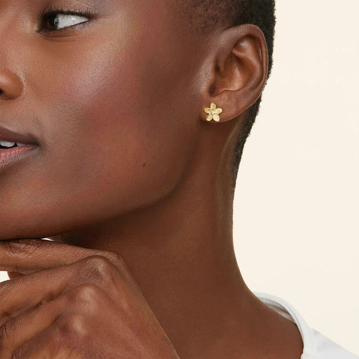 Diamond Flower Stud Earrings, Floral Diamond Earrings, Dainty Flower Studs