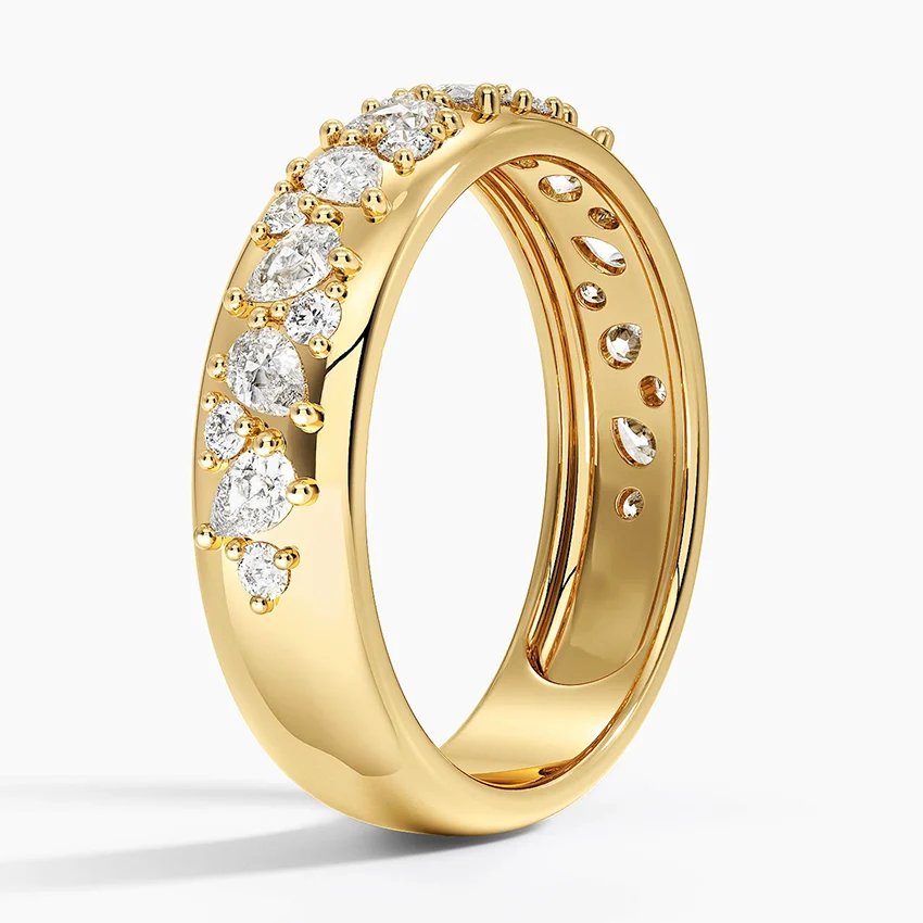 Pear Shape Diamond Wedding Band, Half Eternity Diamond Ring, Gold Anniversary Band