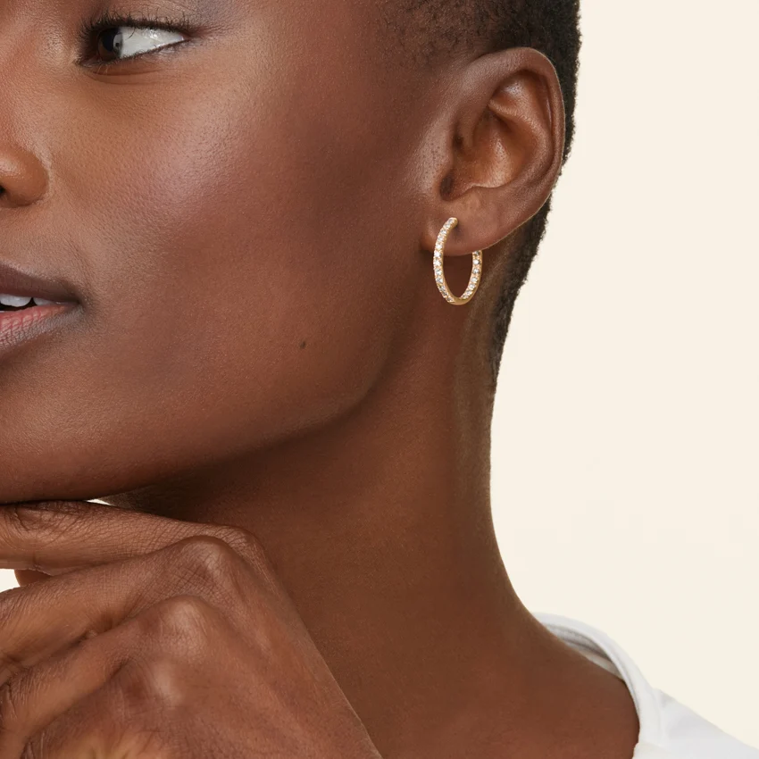 Minimalist Diamond Hoop Earrings, Dainty Pavé Huggie Hoops, Everyday Luxury Jewelry