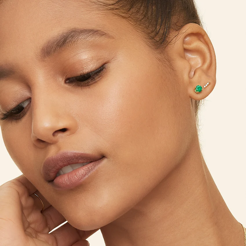 Emerald Solitaire Stud Earrings