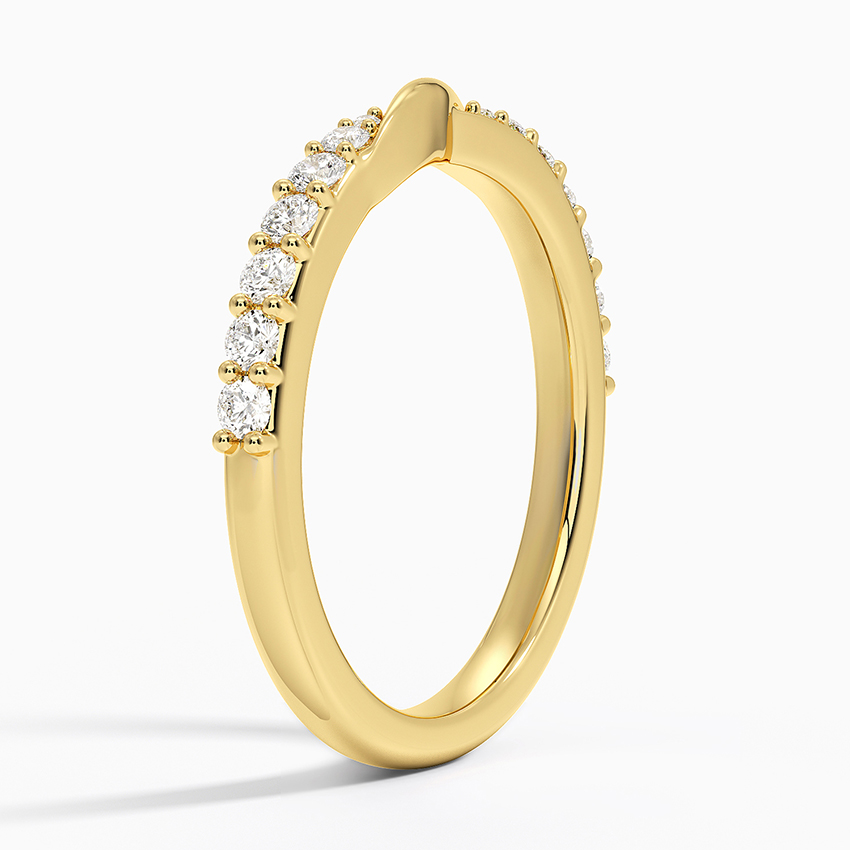 Twisted Diamond Wedding Band in Solid Gold, Curved Infinity Diamond Ring, Minimalist Stackable Band