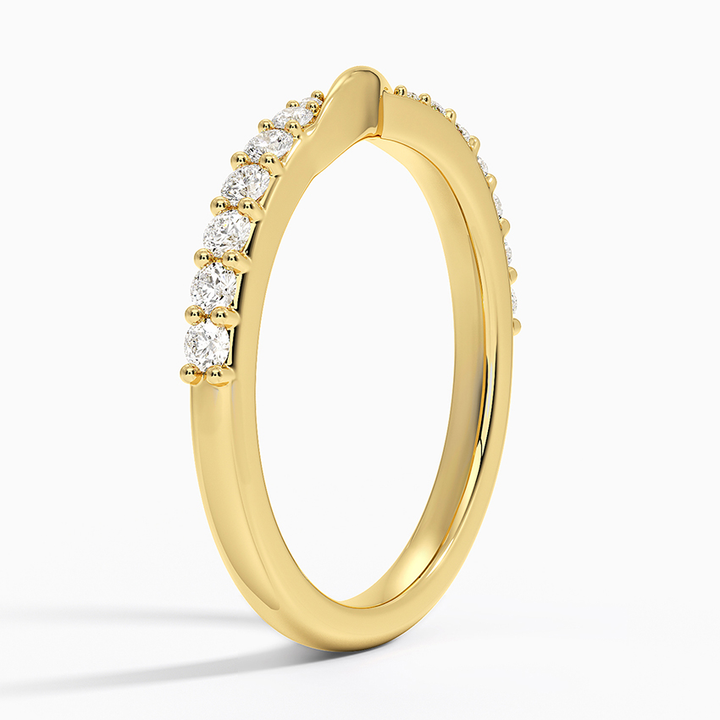 Twisted Diamond Wedding Band in Solid Gold, Curved Infinity Diamond Ring, Minimalist Stackable Band