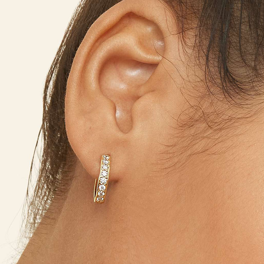 Classic Diamond Hoop Earrings, Minimalist Huggie Hoops, Everyday Diamond Earrings