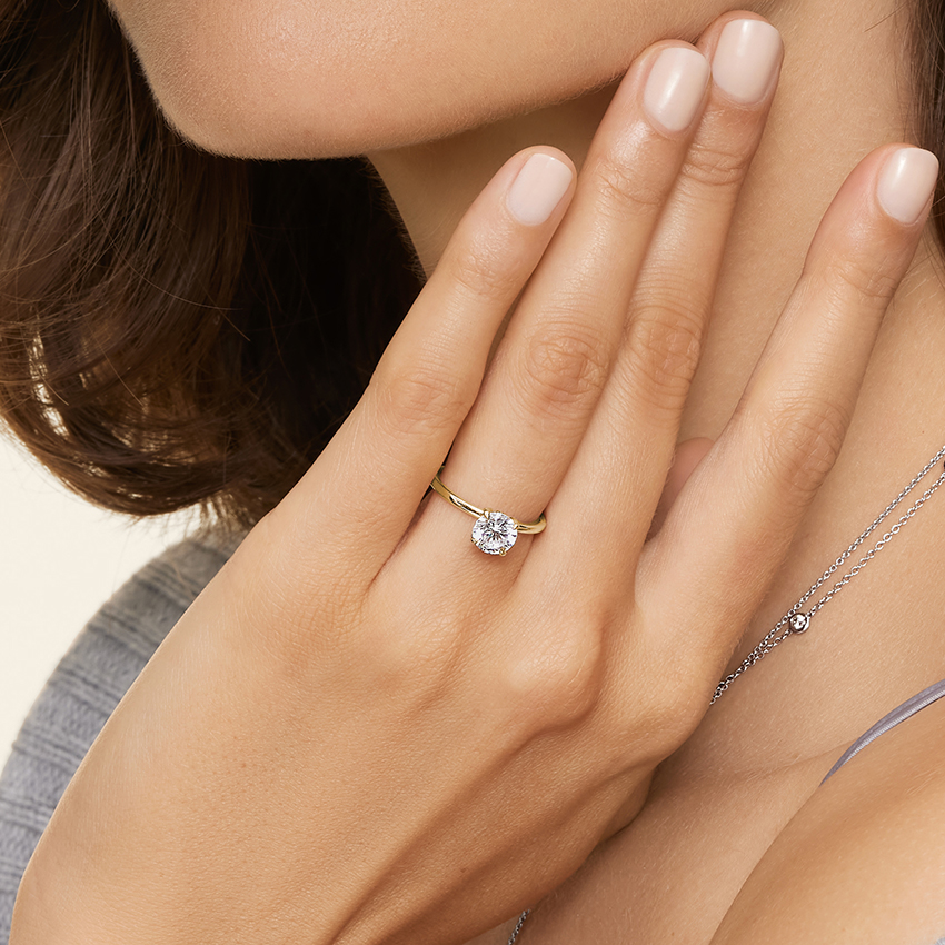 Round Cut Solitaire Engagement Ring, 4 Prong Diamond Ring, Minimalist Gold Ring