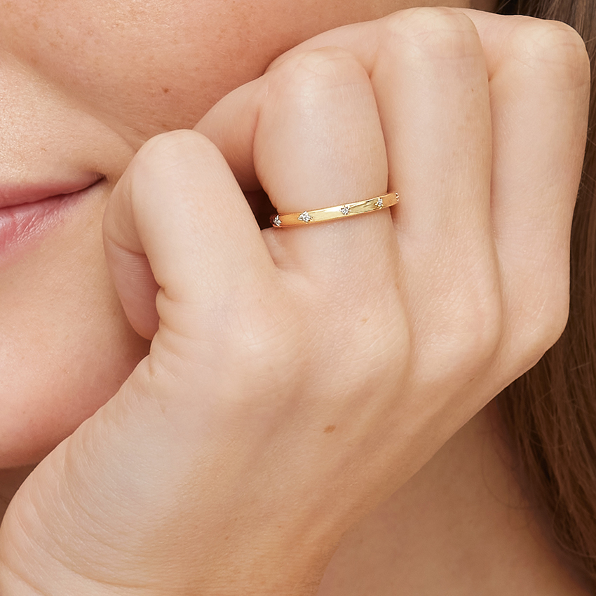 Star Set Diamond Band Ring, Minimalist Celestial Diamond Ring, Dainty Stackable Ring (Copy)