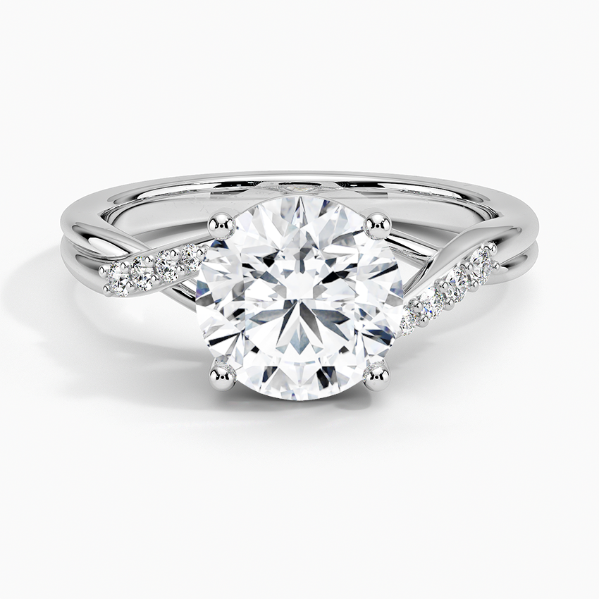 Twisted Split Shank Moissanite Engagement Ring, Round Cut Solitaire Diamond Ring, Promise Ring for Women
