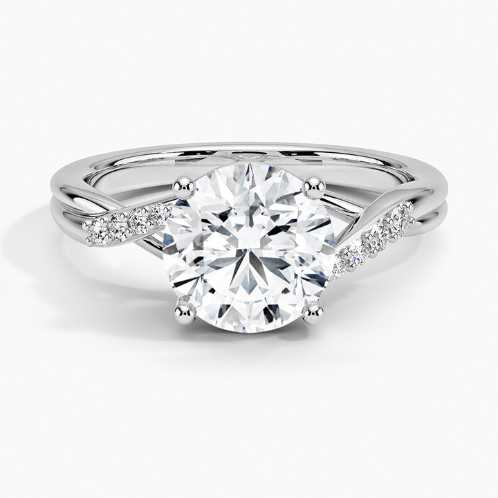 Twisted Split Shank Moissanite Engagement Ring, Round Cut Solitaire Diamond Ring, Promise Ring for Women